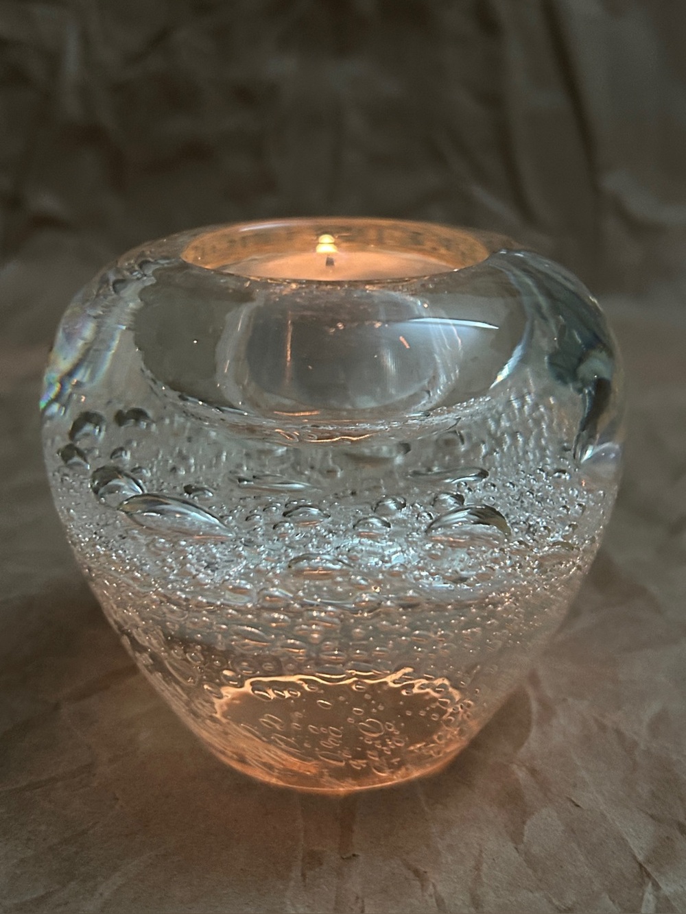 Vtg Royal Limited Bullicante Case Glass Votive Tea Light Holder Paperweight